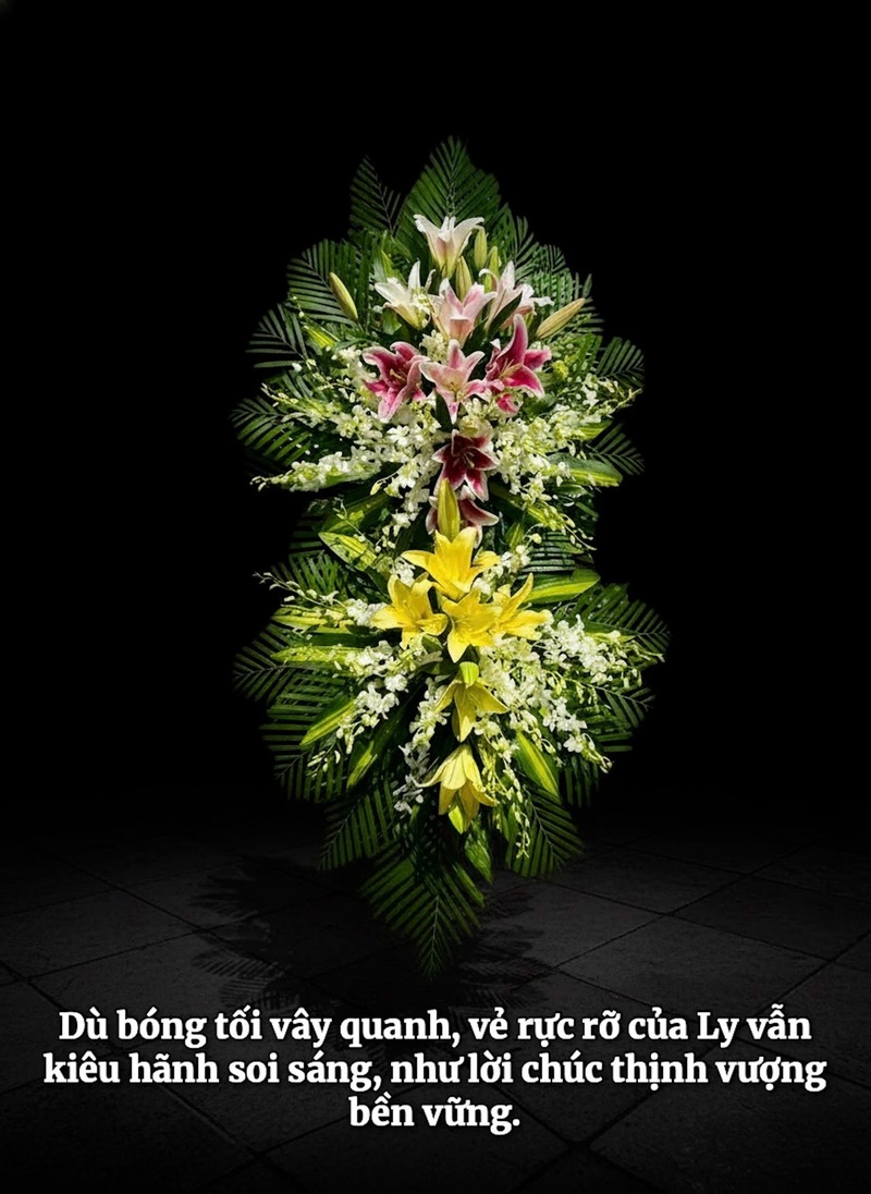 Kệ Hoa Kính Viếng 2 Tầng Vàng Rực